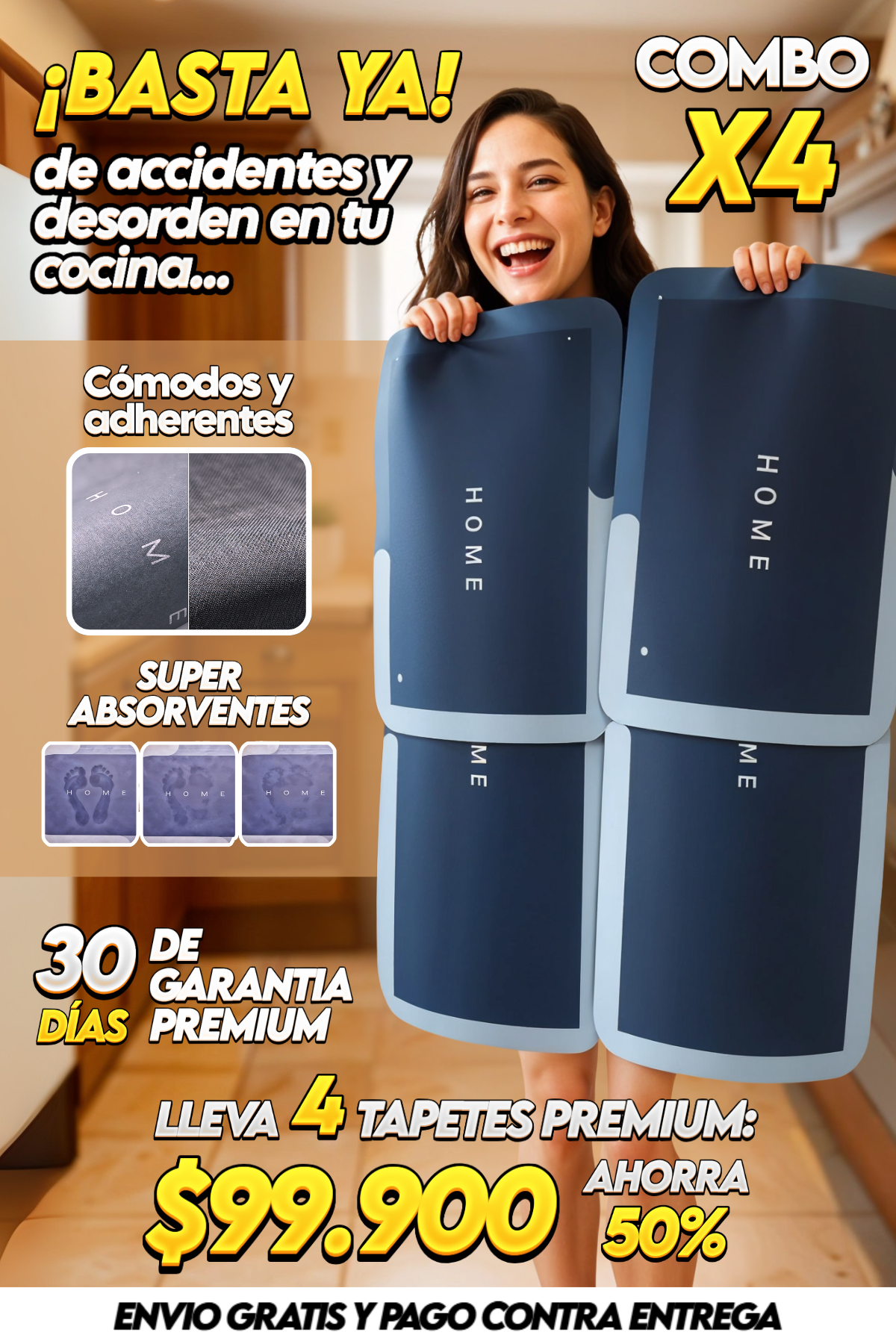 COMBO X4 DE TAPETES ANTIDESLIZANTES