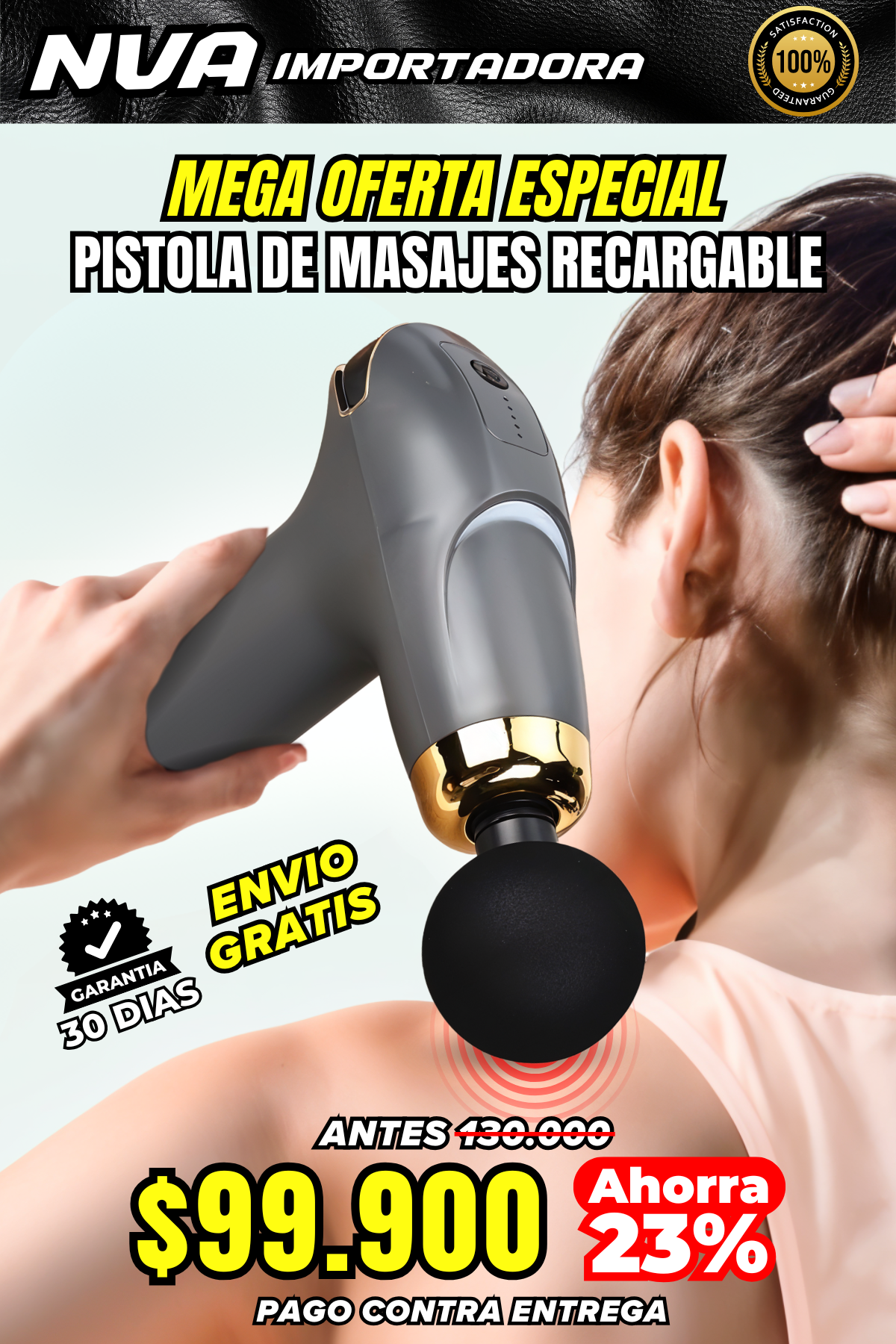 PISTOLA MASAJEADORA CON 8 CABEZALES