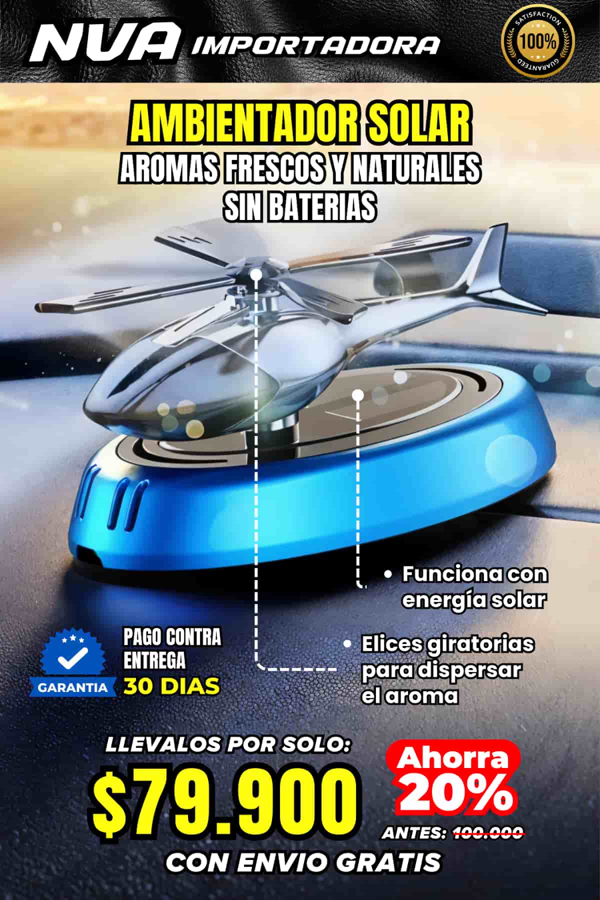 PRECIO ESPECIAL AMBIENTADOR SOLAR TIPO HELICOPTERO