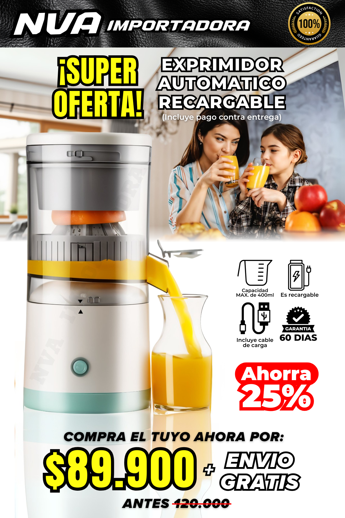 SUPER OFERTA EXPRIMIDOR AUTOMATICO RECARGABLE