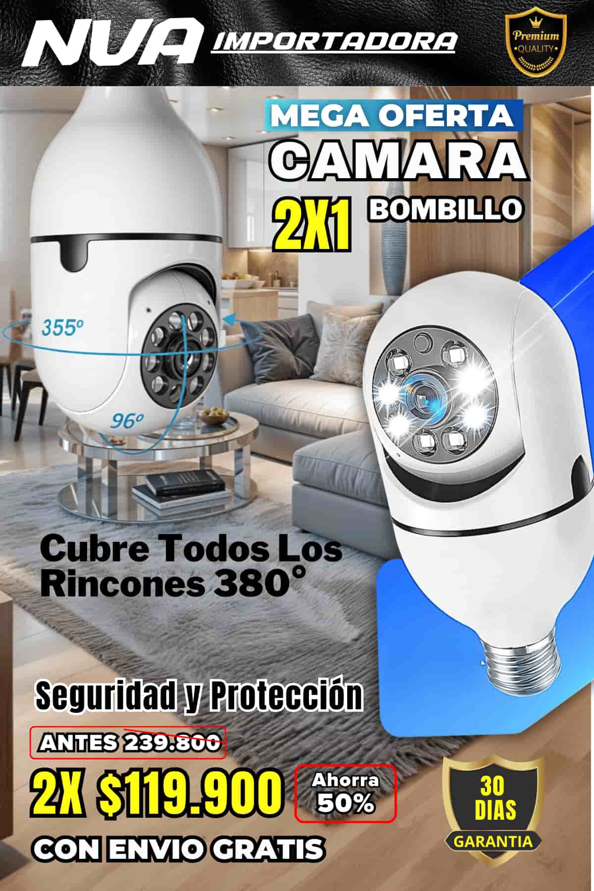 2X1 EN CÁMARA DE VIGILANCIA INTELIGENTE (V380 PRO)