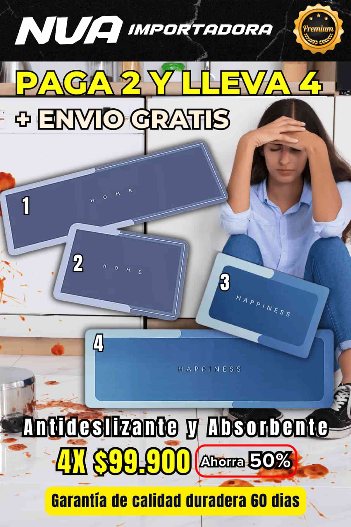 COMBO X4 TAPETES ANTIDESLIZANTES