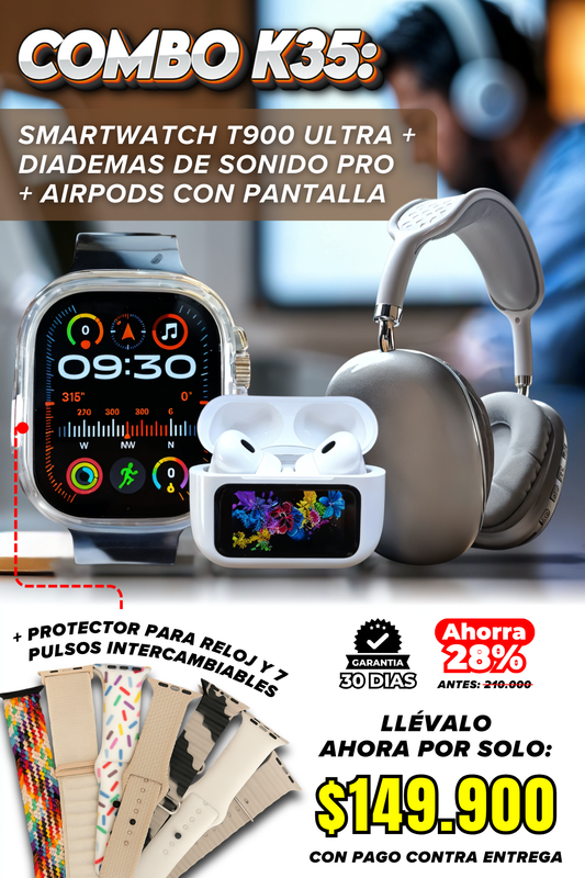 COMBO 3 EN 1 de Diademas de sonido - Smartwatch - Airpods + REGALO