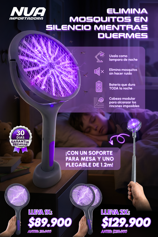 RAQUETA MATA MOSQUITOS ELECTRICA CON SOPORTES