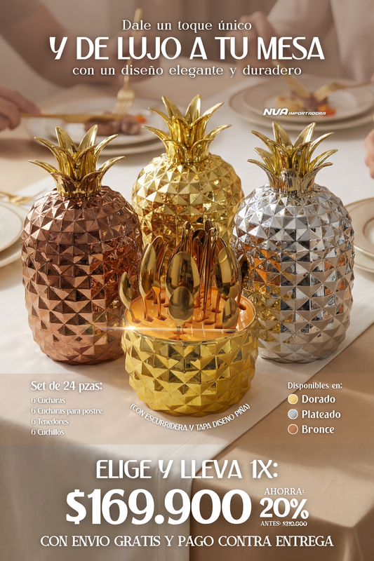 SET DE CUBIERTOS X24 PZAS Y CUBIERTA DE PIÑA