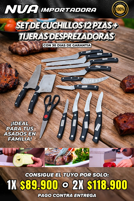 SET DE CUCHILLOS DE 12 PZAS + TIJERAS DESPRESADORAS